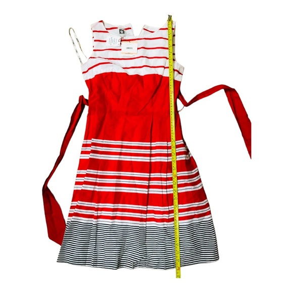 Anne Klein red black white colorblock belted fit & flare sleeveless dress size 2 - Picture 14 of 16